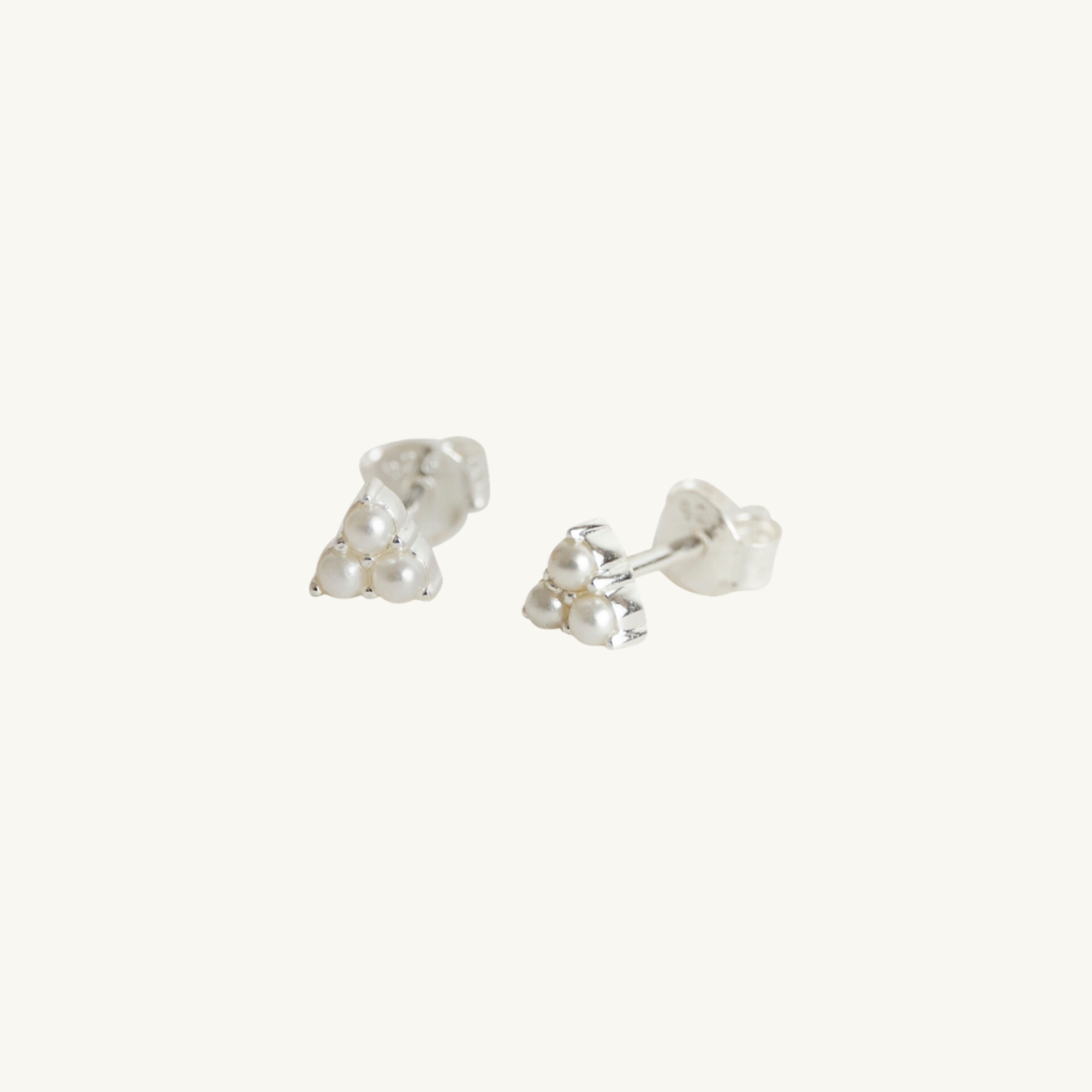 Triple Pearl Mini Silver Stud Earrings - Stud Collection – Claire