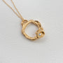 White Topaz and Gold Branch Birthstone Circle Necklace - Large