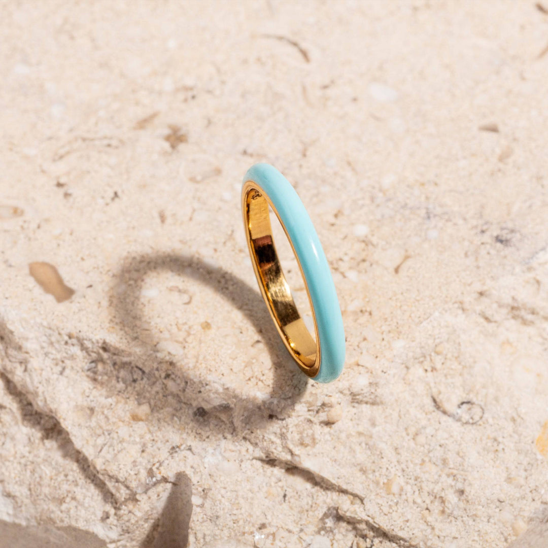 Isle Of Paradise Turquoise Stacking Ring Gold Ring Claire Hill Designs 