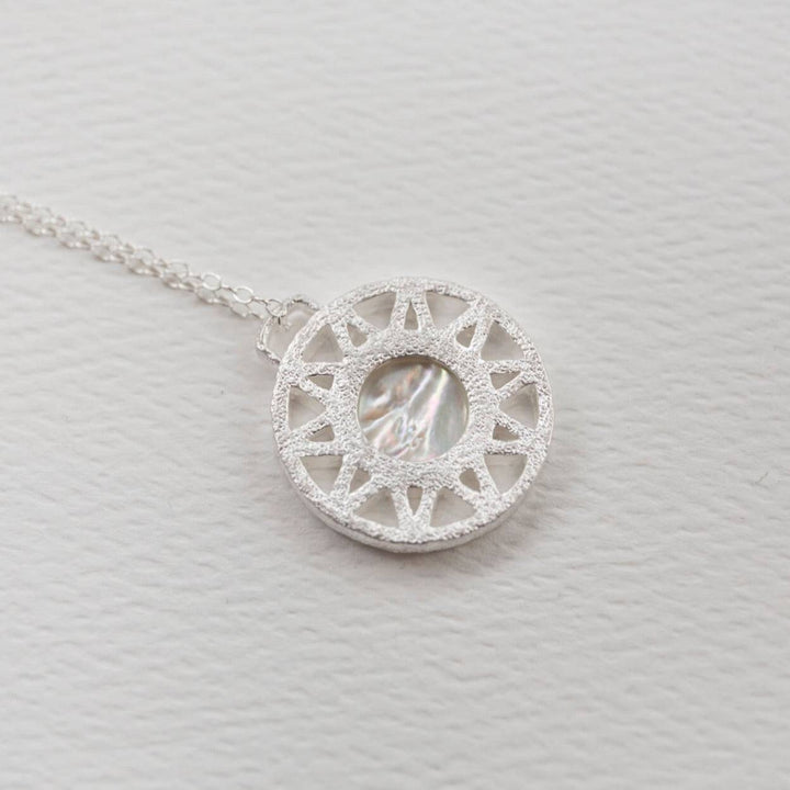 Mother of Pearl and Silver Geometric Disc Necklace