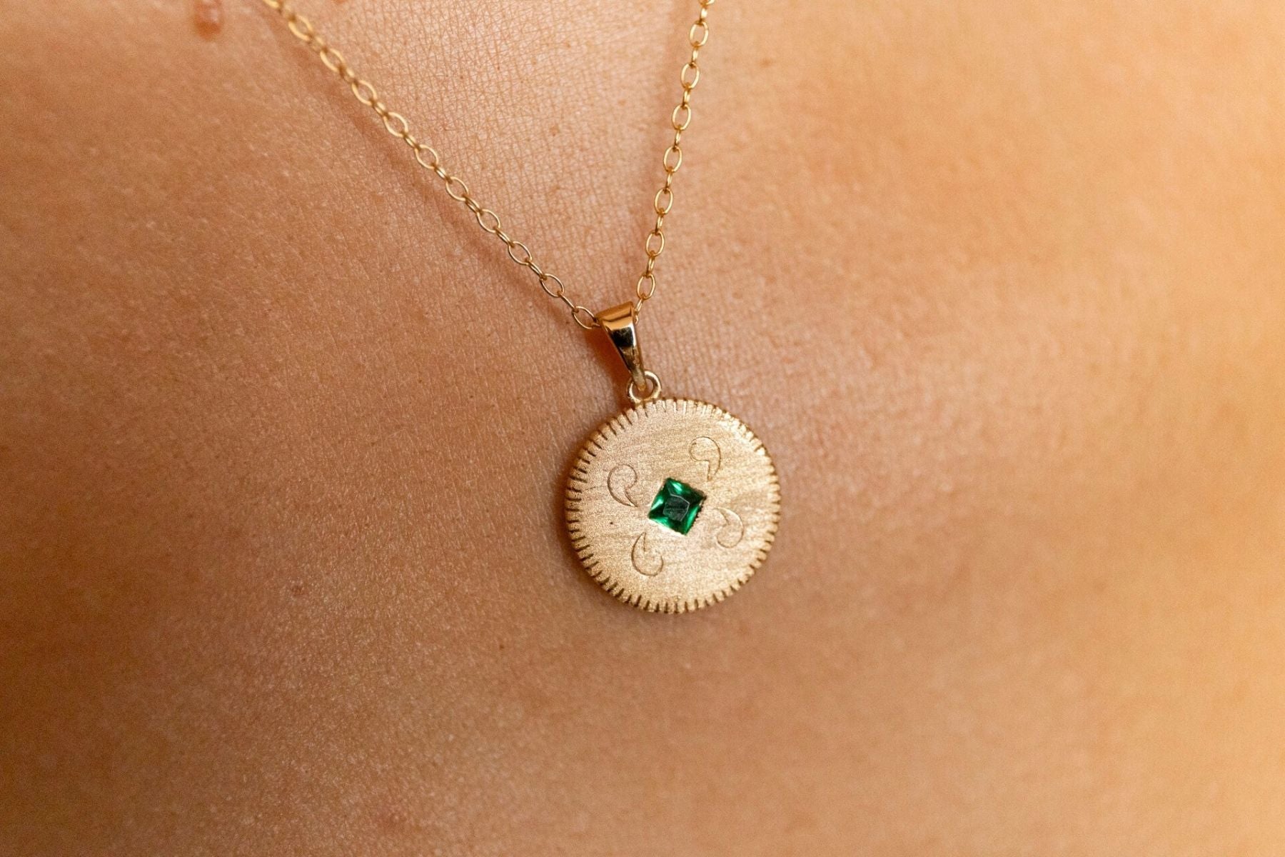 model wears Lovespoon Gold Charm Necklace