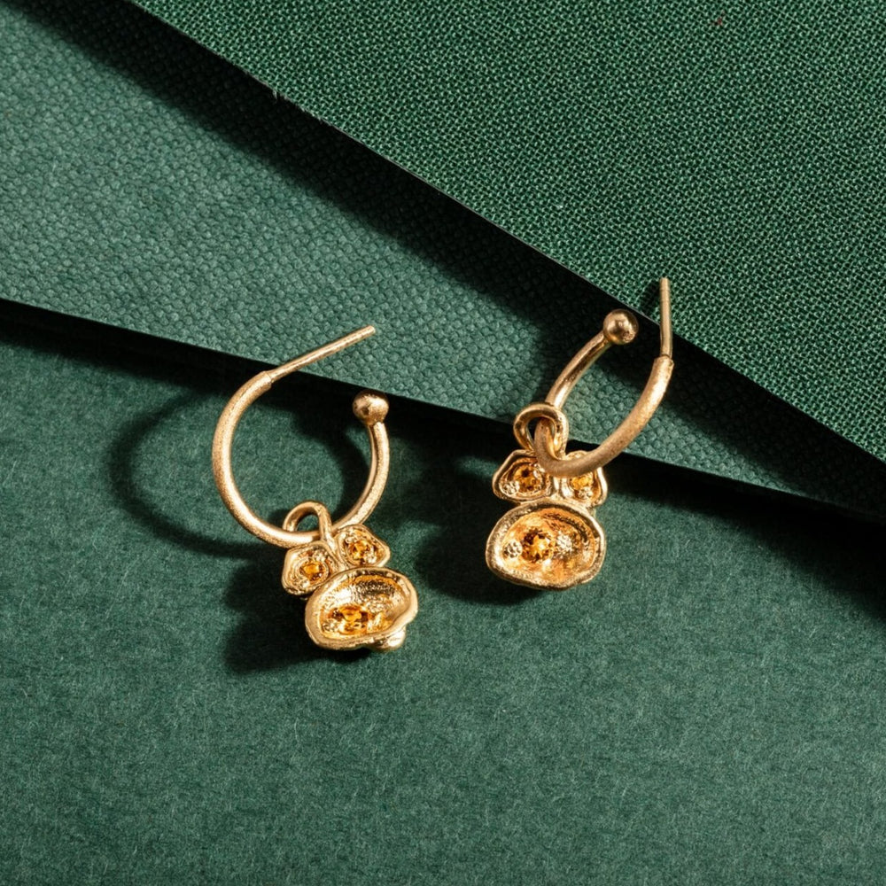 14k gold vermeil citrine gemstone birthstone pendant hoop earrings 