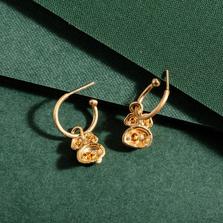  14k gold vermeil citrine gemstone birthstone pendant hoop earrings 