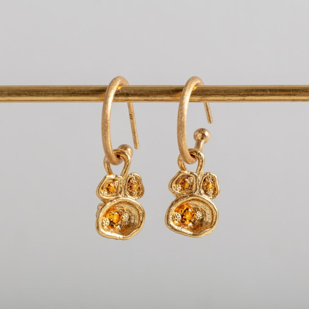  14k gold vermeil citrine gemstone birthstone pendant hoop earrings 
