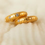  Lab grown diamond and 14k gold vermeil art deco huggie hoop earrings