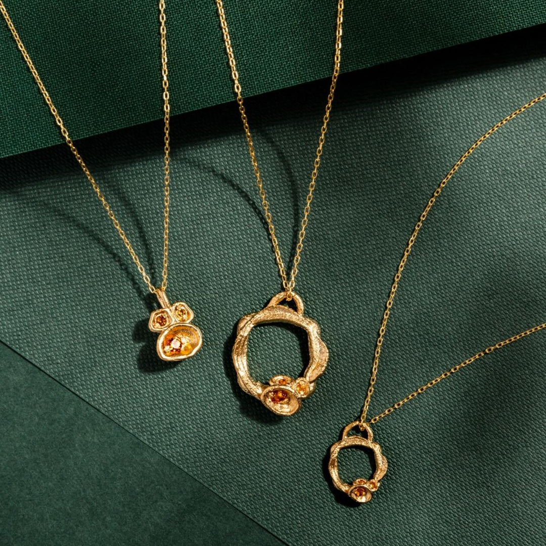 14k gold vermeil citrine gemstone birthstone eternity necklace collection in three sizes 