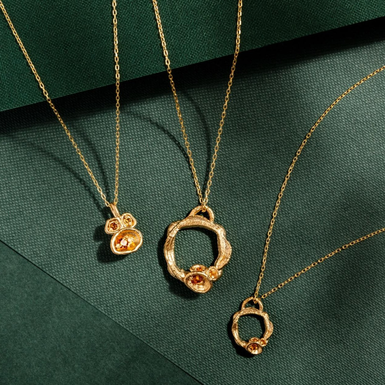 14k gold vermeil citrine gemstone birthstone eternity necklace collection in three sizes 