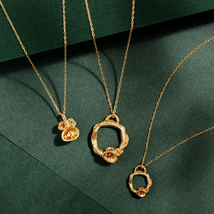 14k gold vermeil citrine gemstone birthstone eternity necklace collection in three sizes 
