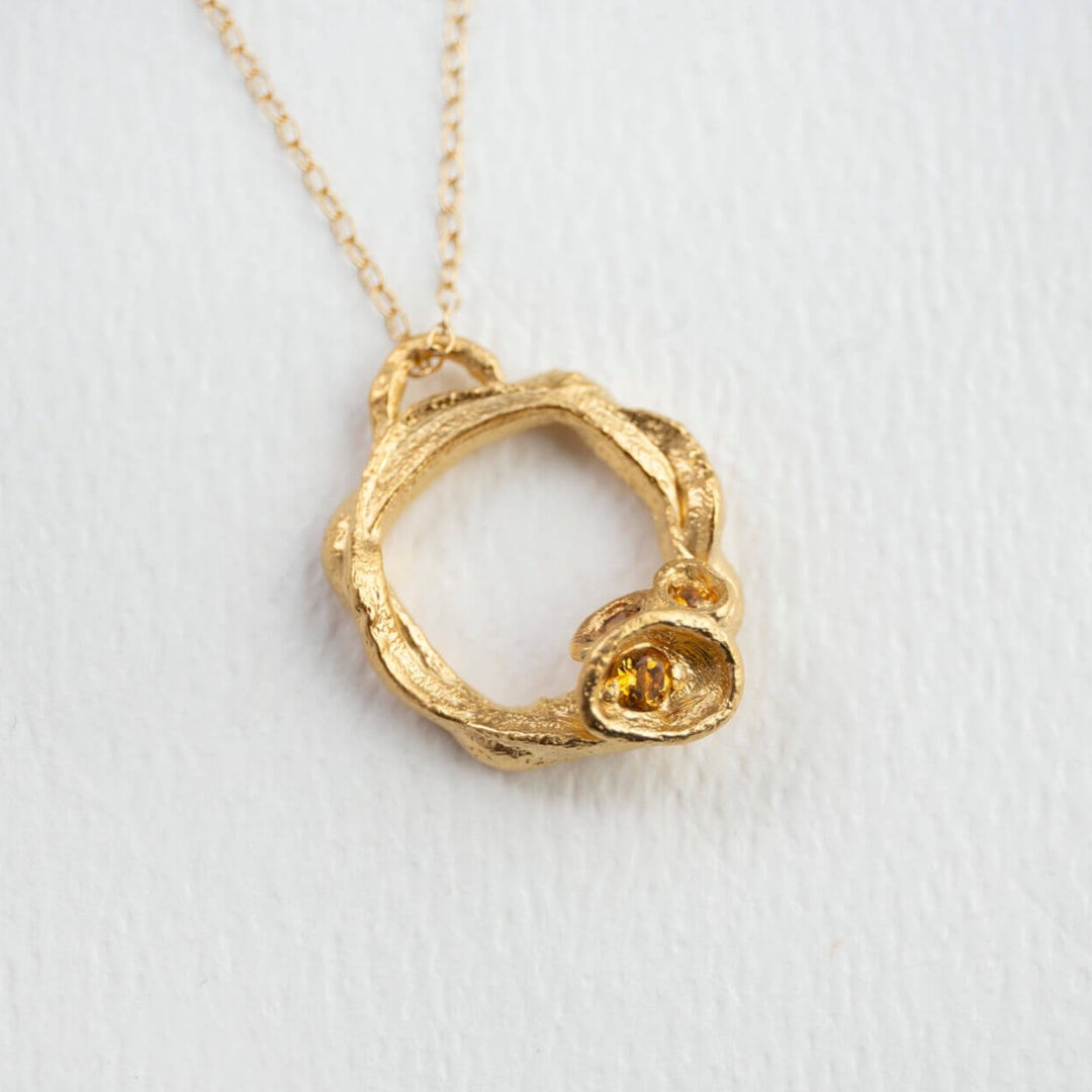 14k gold vermeil large citrine gemstone birthstone eternity necklace