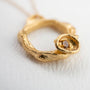 close up of 14k gold vermeil citrine gemstone birthstone large eternity necklace