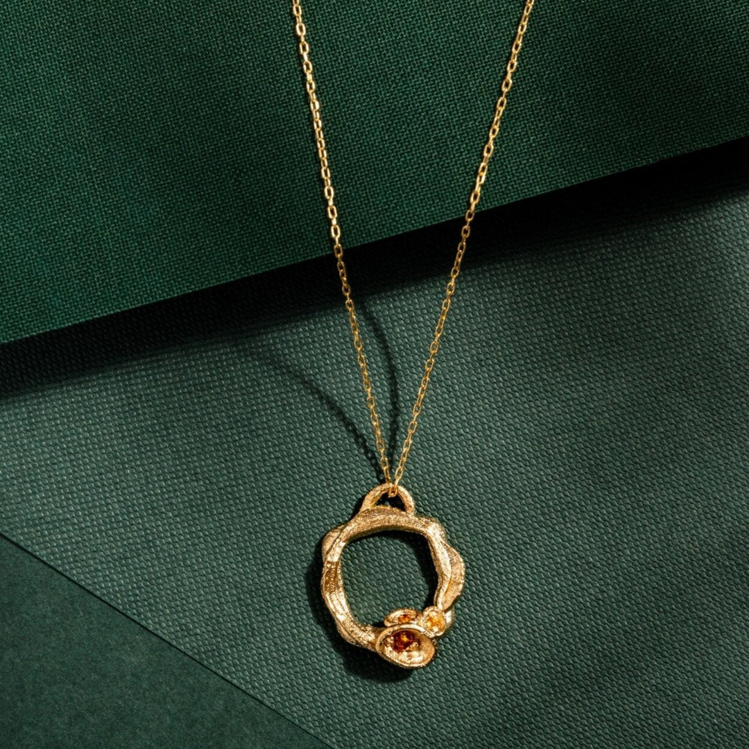 14k gold vermeil large citrine gemstone birthstone eternity necklace