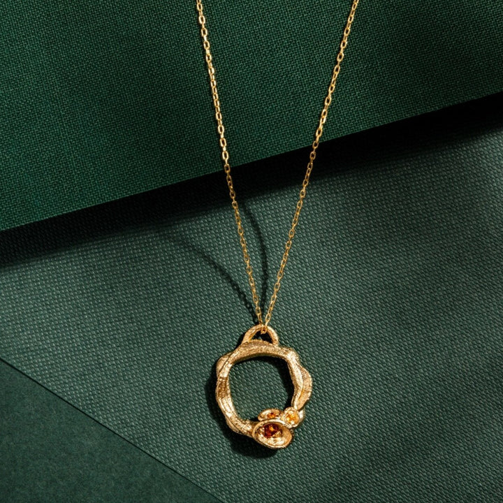 14k gold vermeil large citrine gemstone birthstone eternity necklace