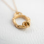 close up of   14k gold vermeil citrine gemstone birthstone small eternity necklace