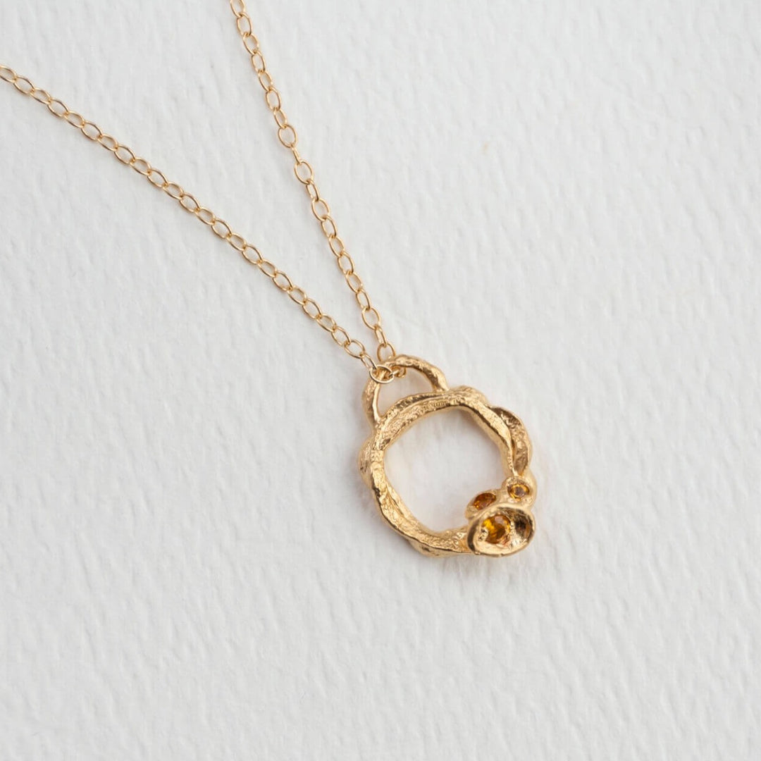   14k gold vermeil citrine gemstone birthstone small eternity necklace
