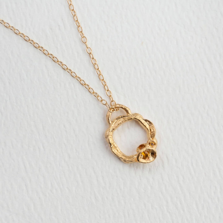   14k gold vermeil citrine gemstone birthstone small eternity necklace