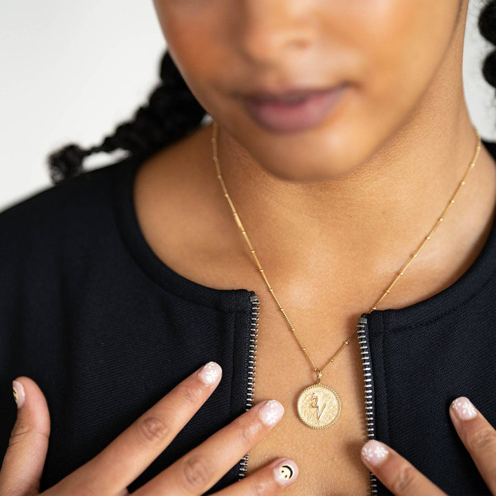 "Inspire" Shorthand Gold Coin Necklace