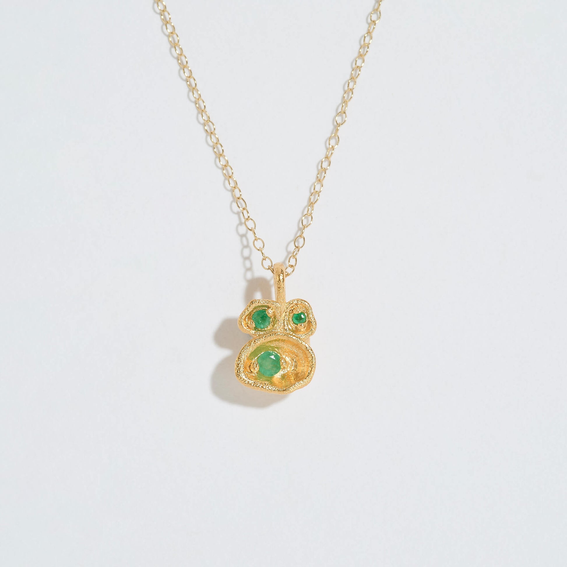 Emerald Gold Lichen Pendant Necklace