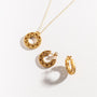 Geometric Gold Hoop Earrings and geometric 14k gold vermeil statement disc necklace