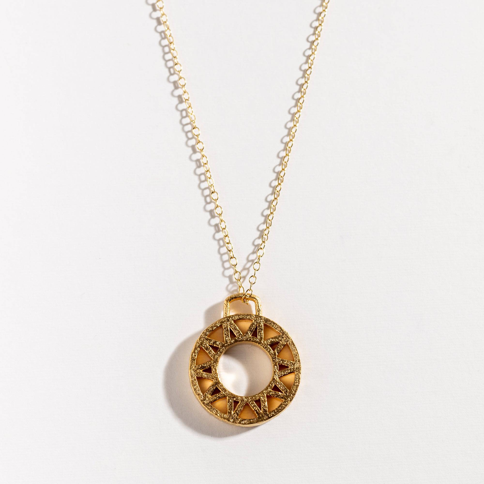 Geometric Gold Disc Pendant Necklace