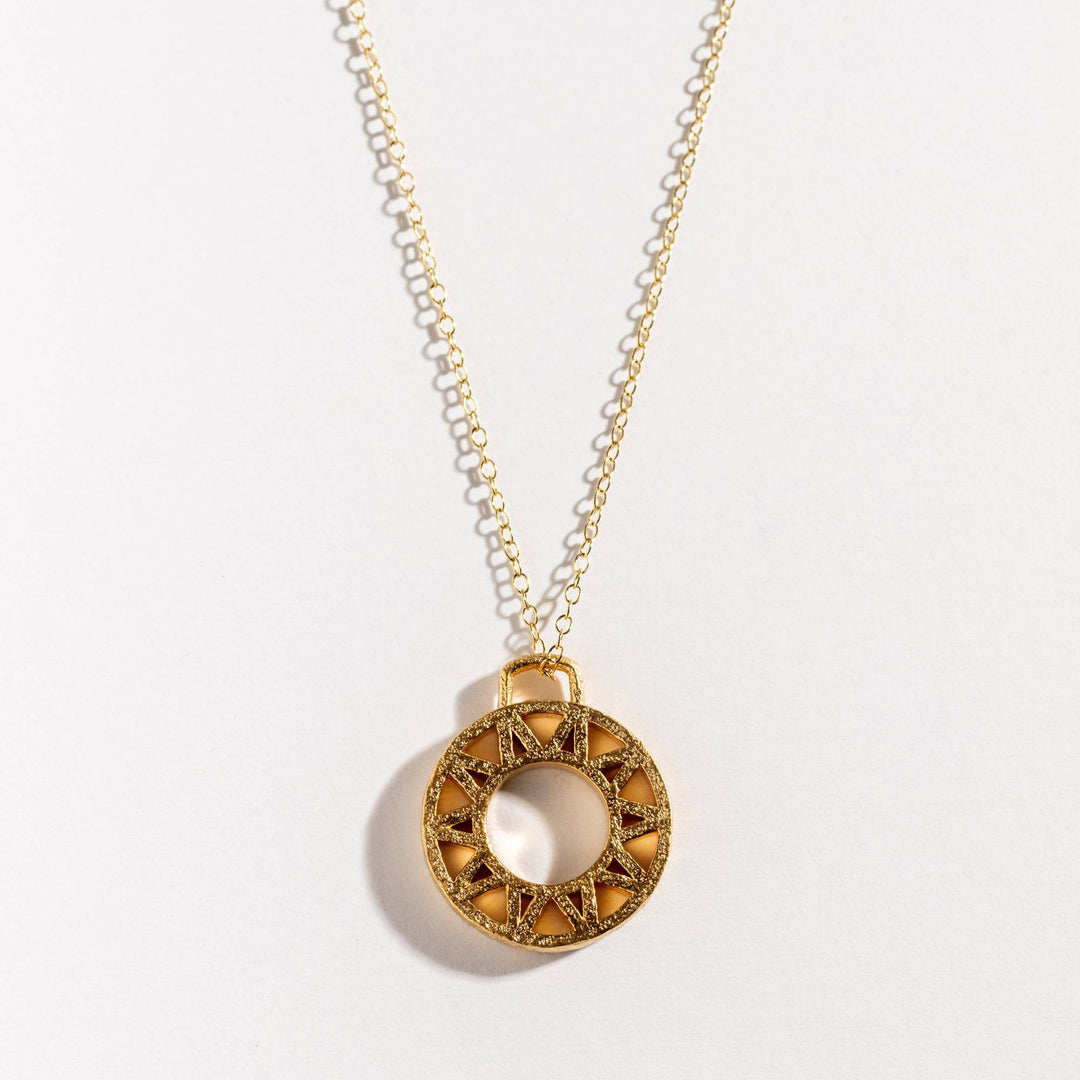 Geometric Gold Disc Pendant Necklace