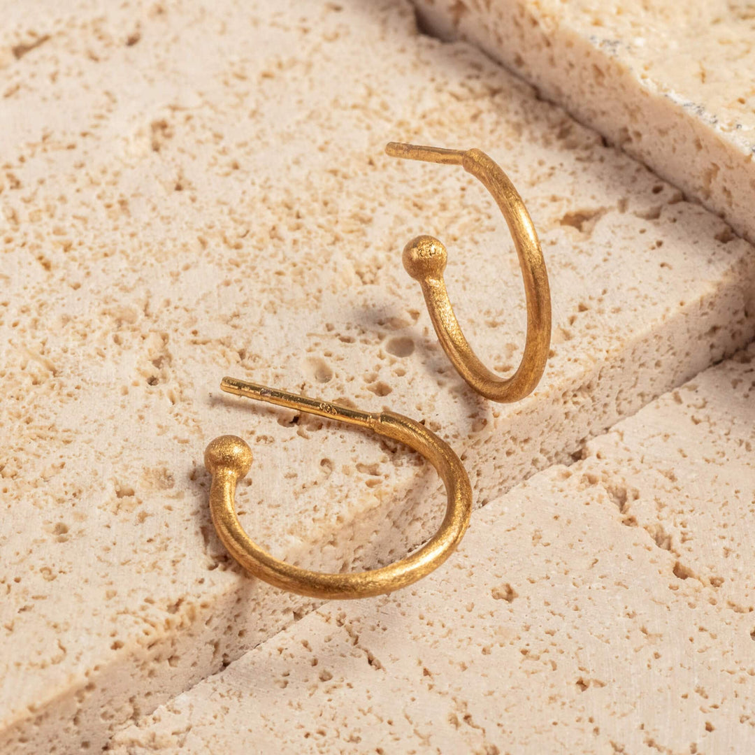  Minimalist Gold Brushed Hoop Earrings