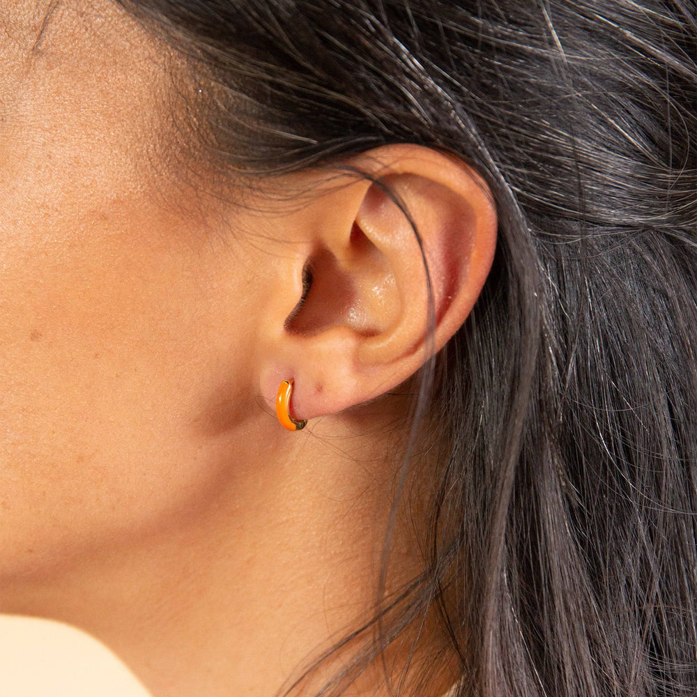 Coral Gold Vermeil Huggie Earrings