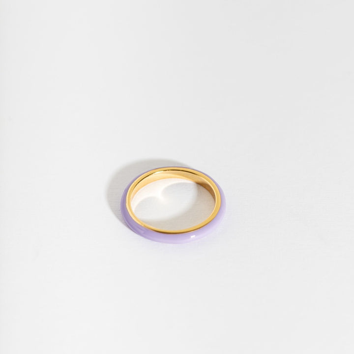 Lavender Enamel and Gold Stacking Ring