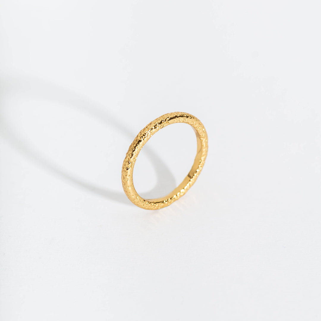 Antique-Textured Gold Stacking Ring