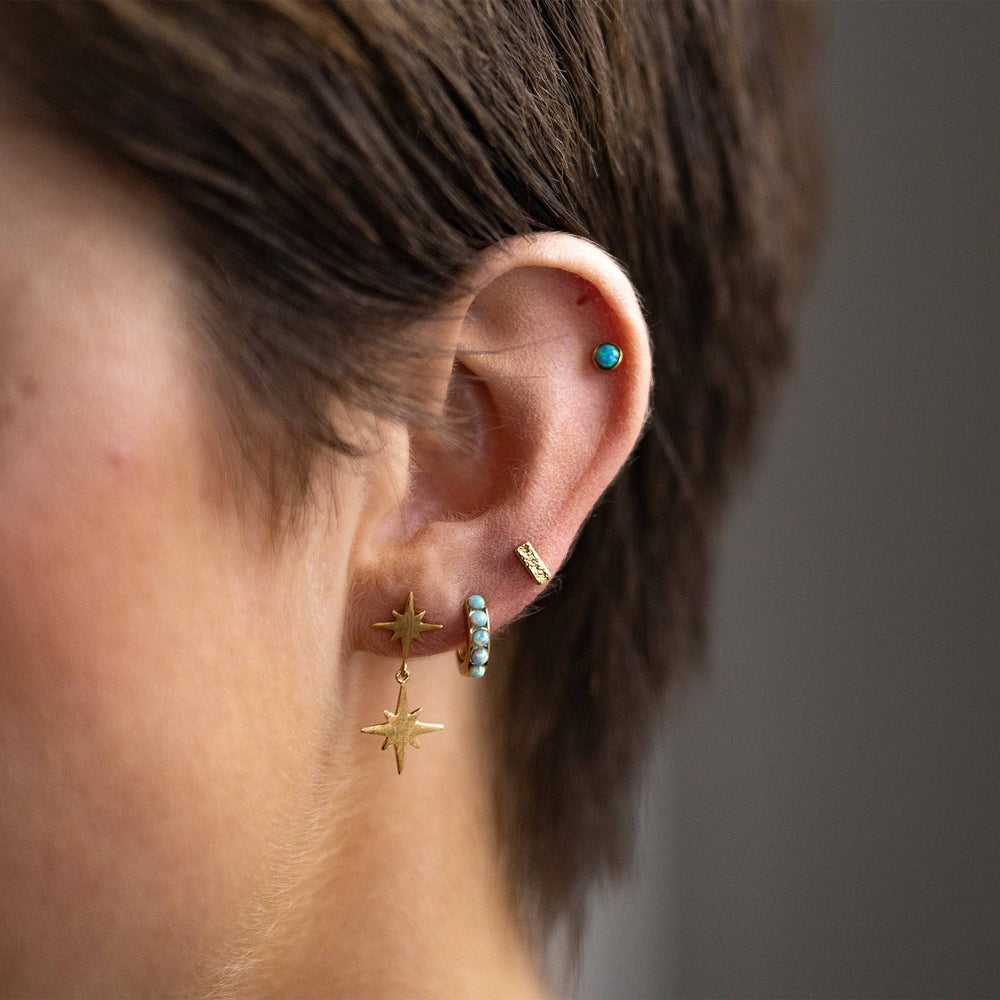 Moon Yellow Opal and Gold Huggie Earrings