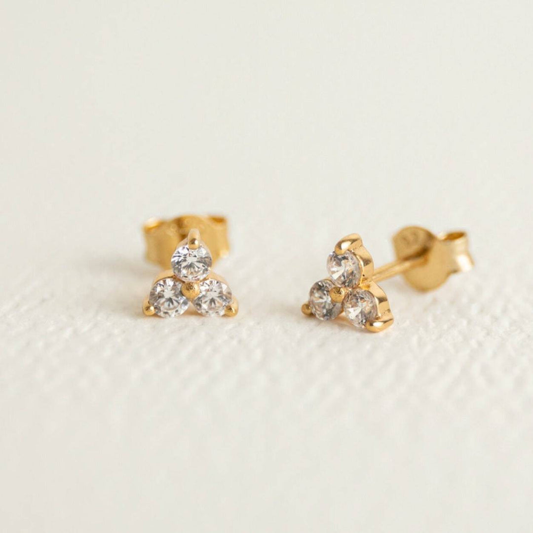 Triple Sparkly Gold Mini Stud Earrings