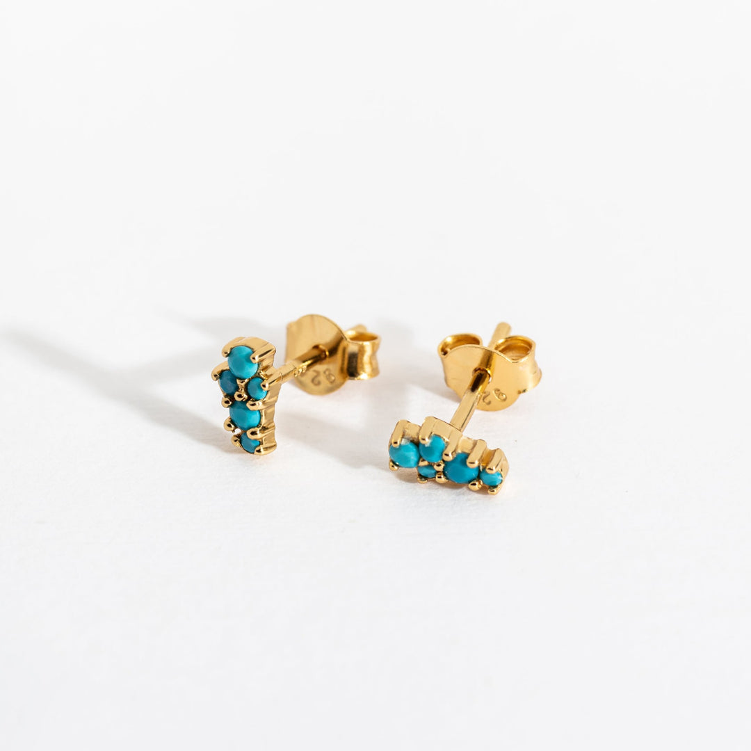Turquoise and Gold Galaxy Mini Stud Earrings