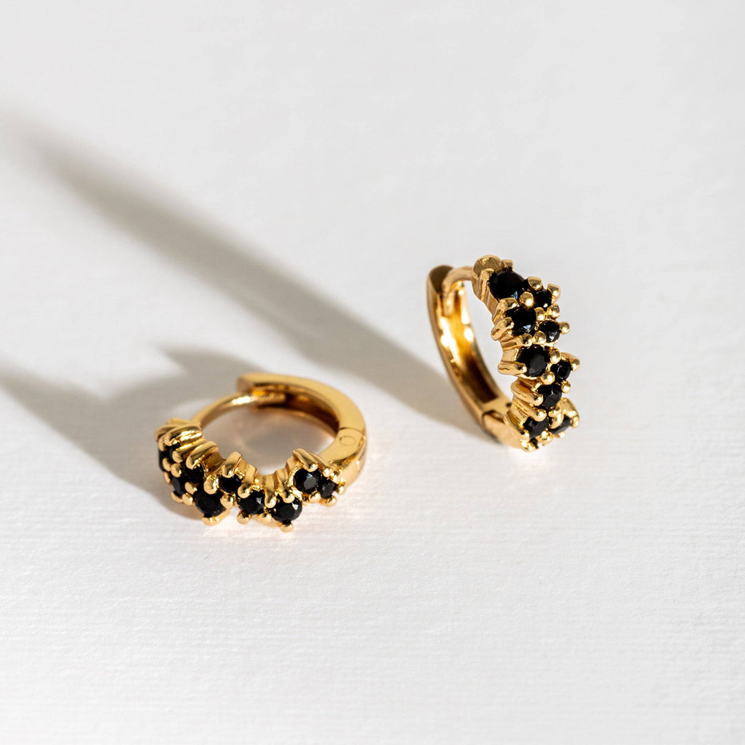 Black and Gold Galaxy Scatter Huggie Earrings