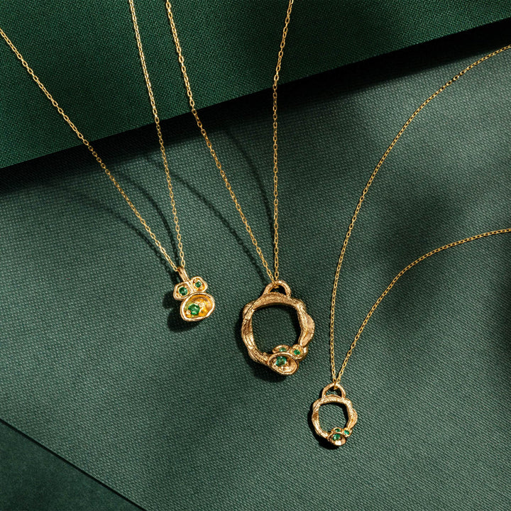 Emerald Gold Vermeil Gemstone Necklace Collection