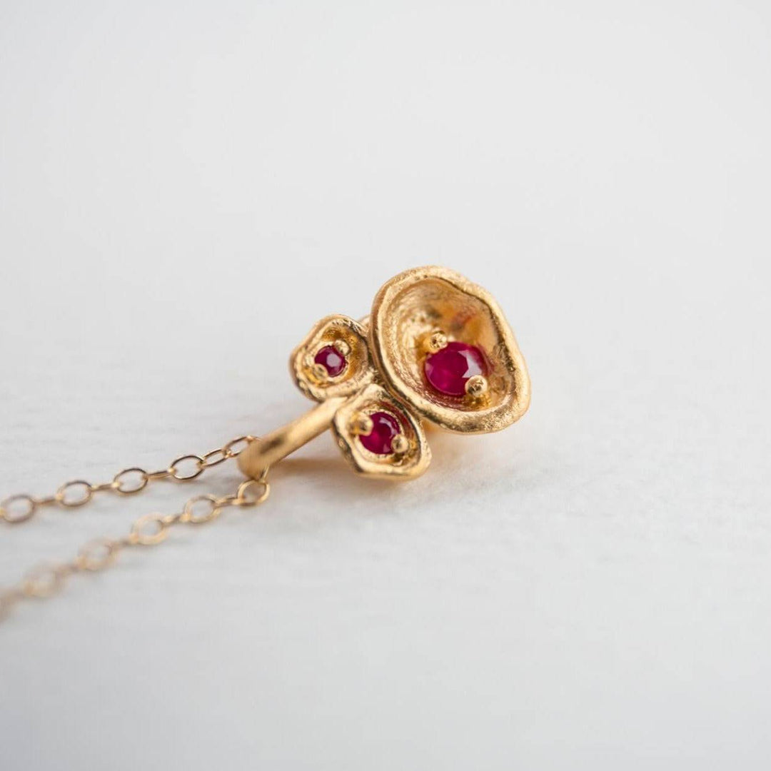 Ruby Gold Lichen Pendant Necklace