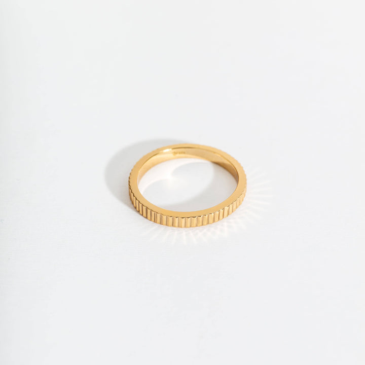 Ridged Gold Stacking Ring - side view