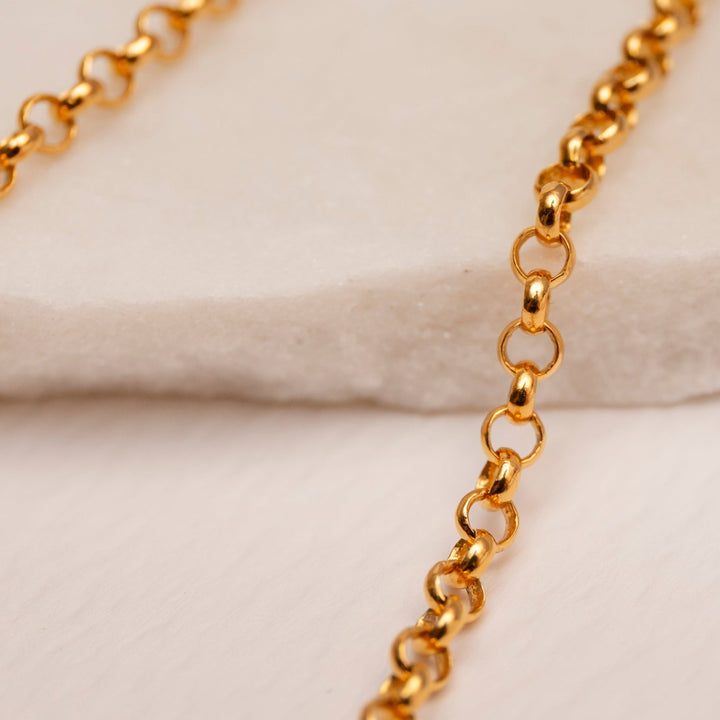 14k gold vermeil rolo belcher chunky chain necklace close up