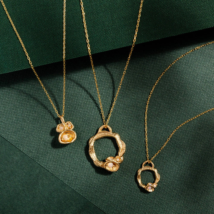 Opal 14k Gol Vermeil Birthstone Necklace Collection