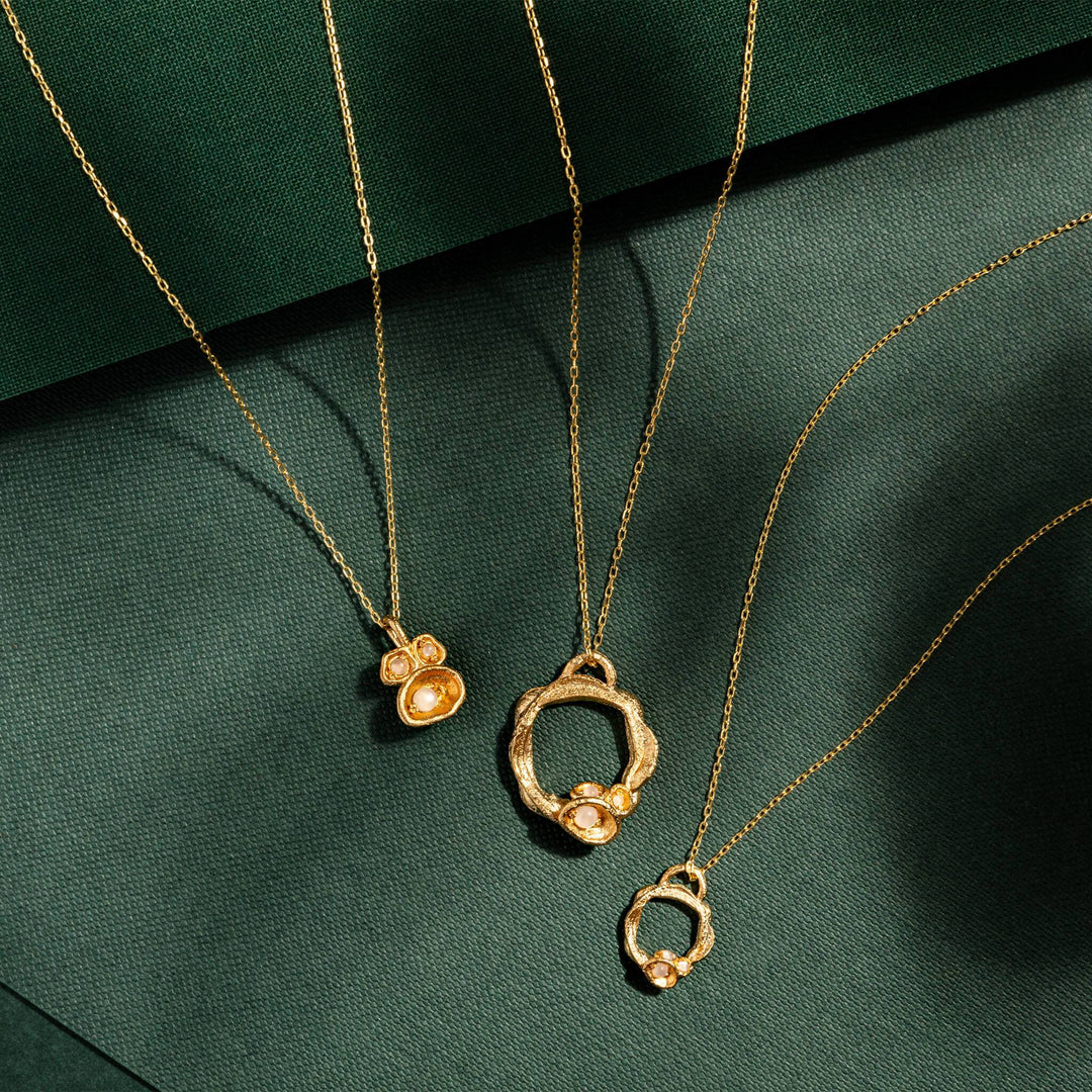 Moonstone 14k Gold Vermeil Lichen Necklace Collection
