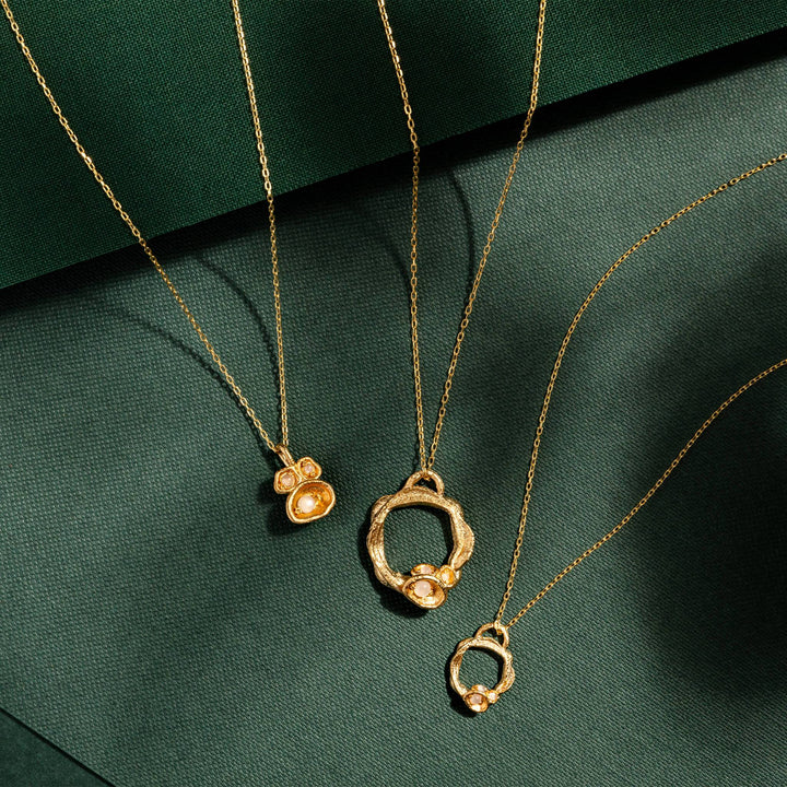Moonstone 14k Gold Vermeil Lichen Necklace Collection
