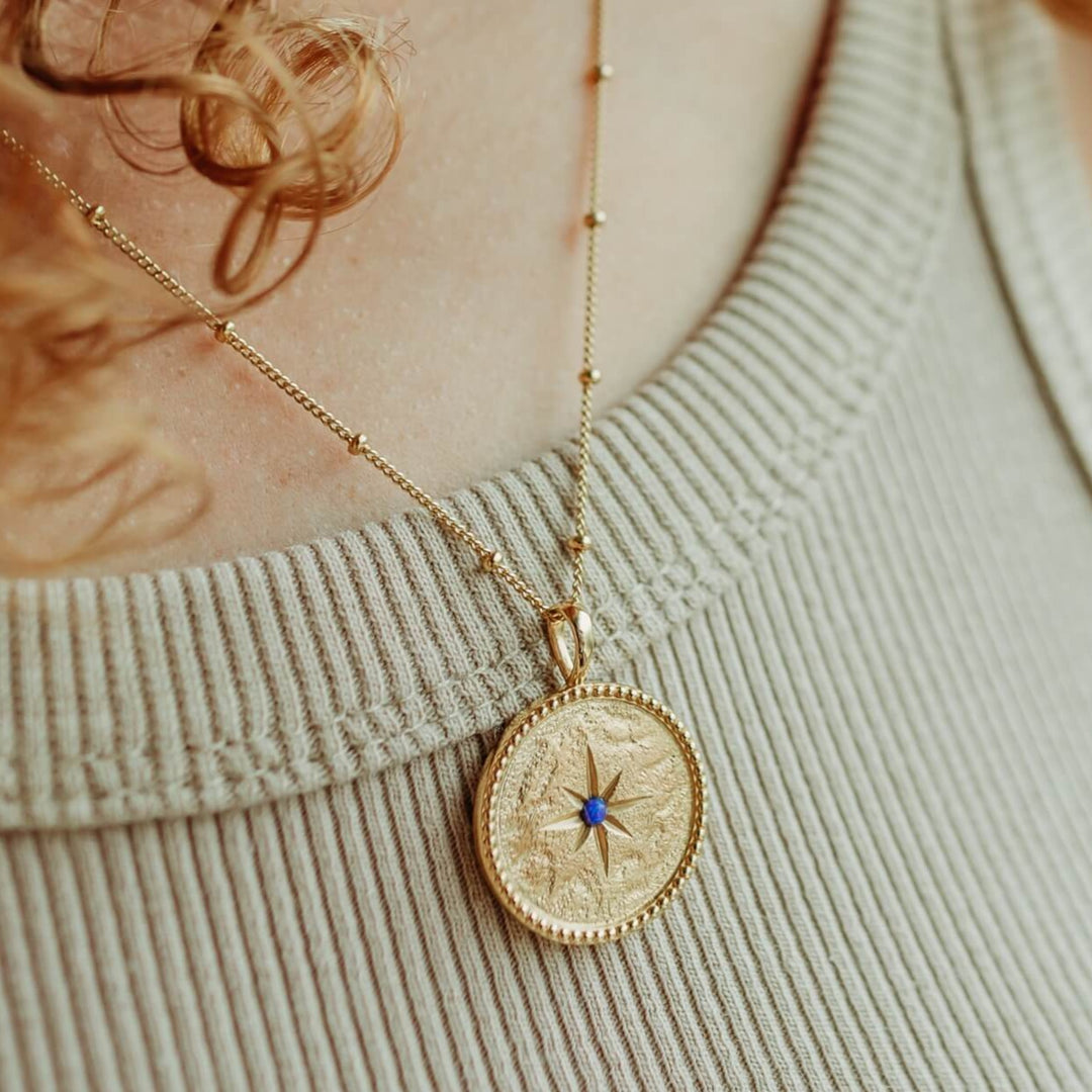 North Star and Lapis Lazuli Coin Necklace