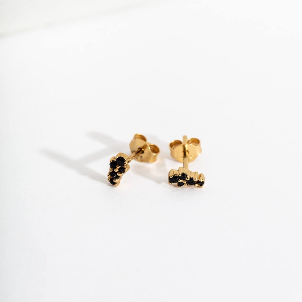  18k gold vermeil and black cubic zirconia mini stud earrings