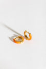 Coral Gold Enamel Huggie Earrings