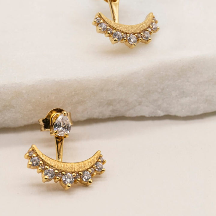 Sparkly Gold Crescent Ear Jacket