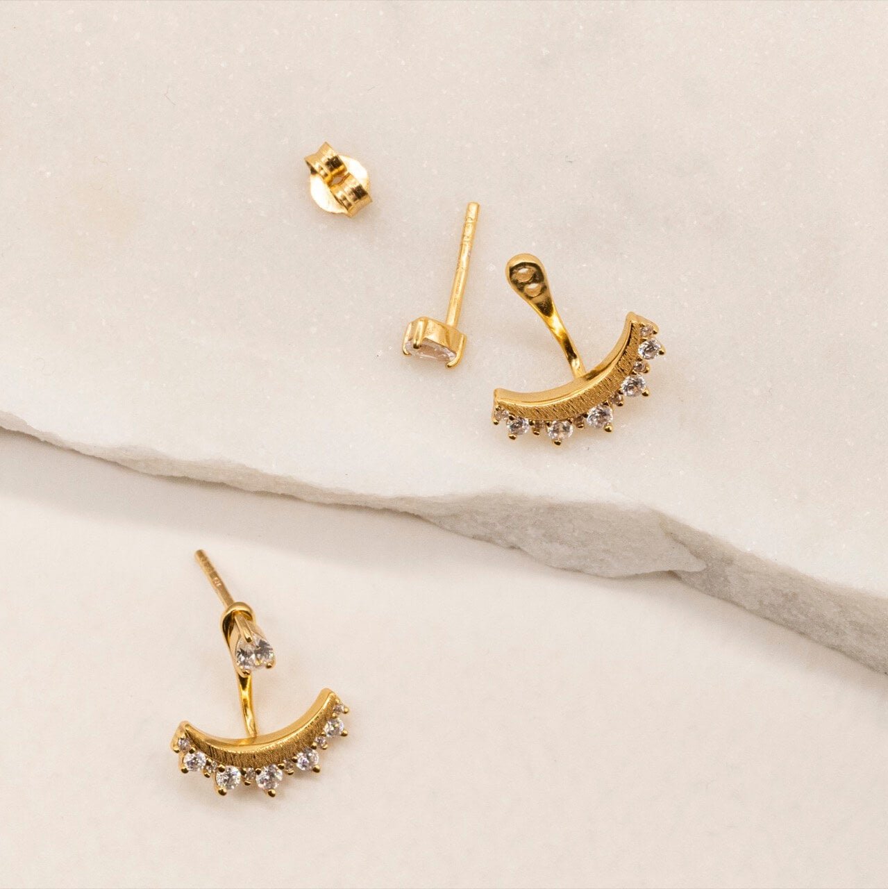 Sparkly Gold Crescent Ear Jacket