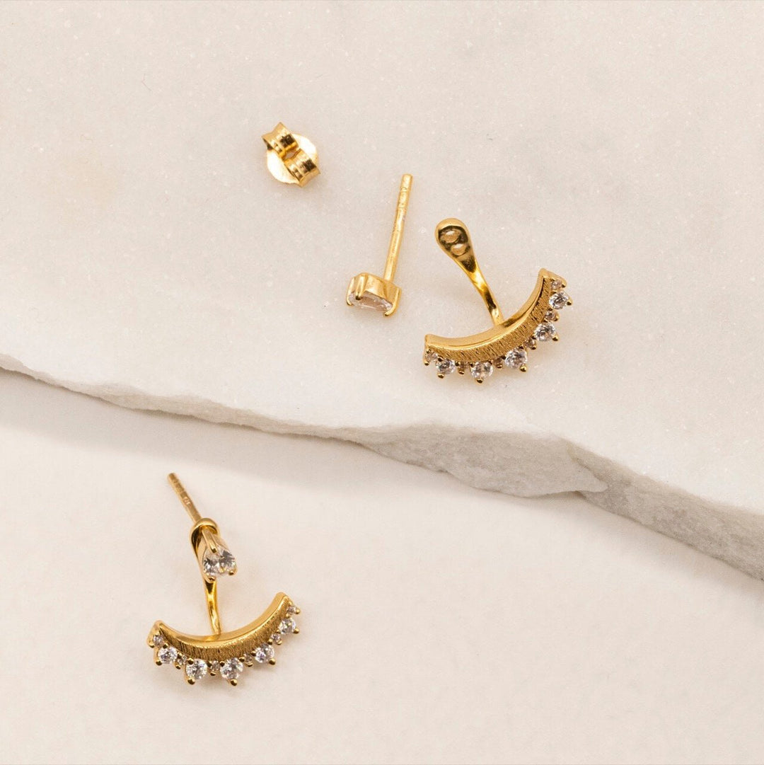 Sparkly Gold Crescent Ear Jacket