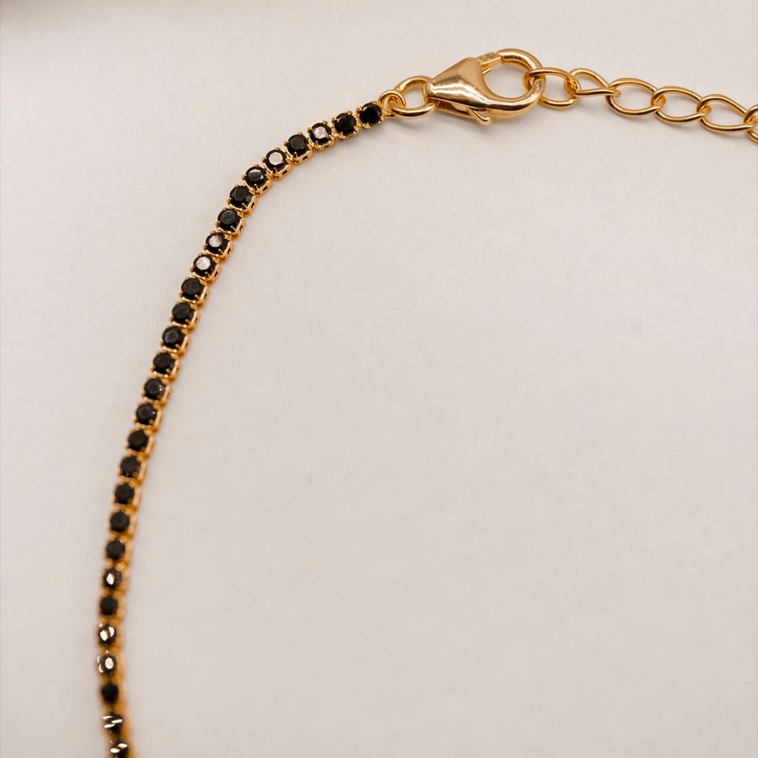 Black Cubic Zirconia Gold Tennis Bracelet