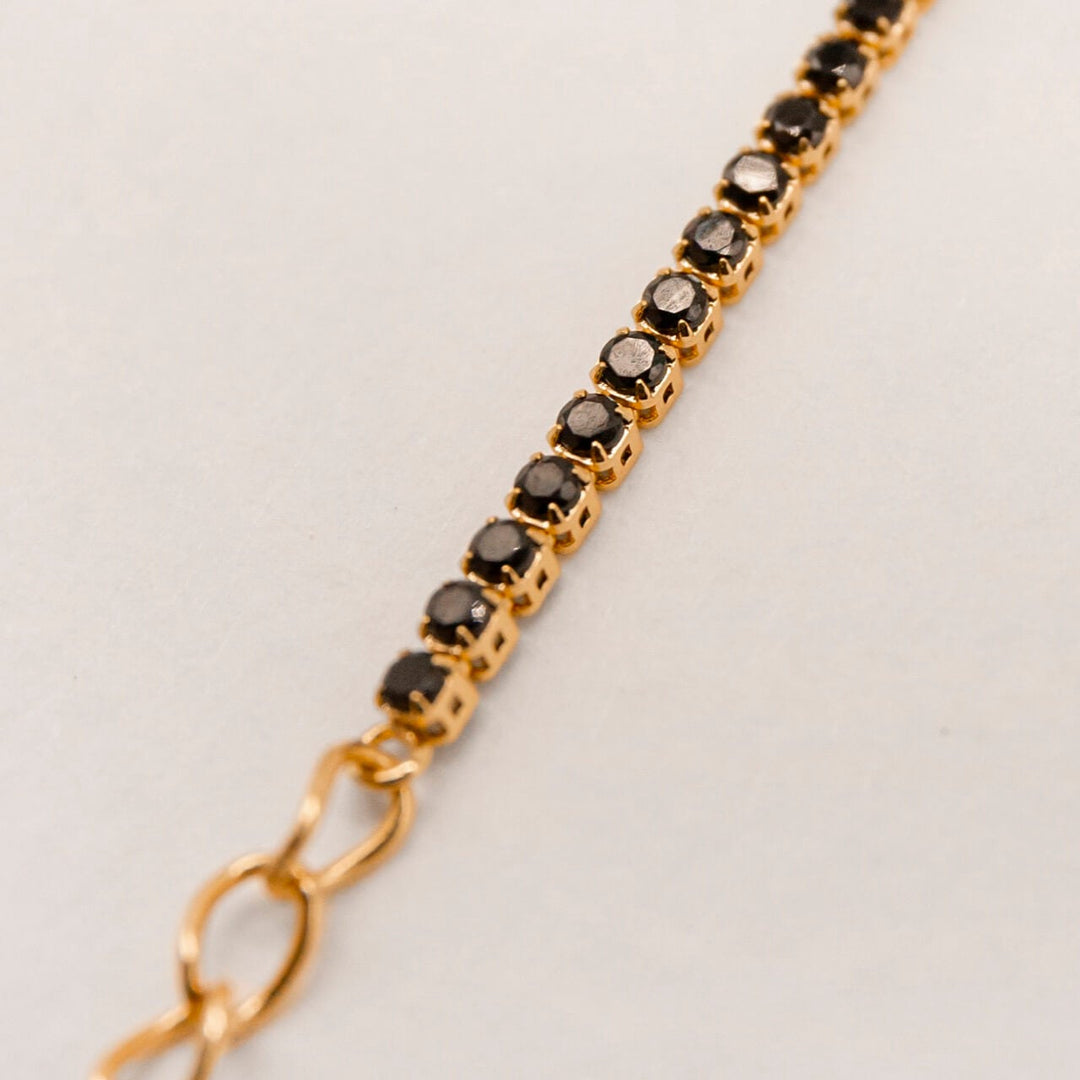 Black Cubic Zirconia Gold Tennis Bracelet