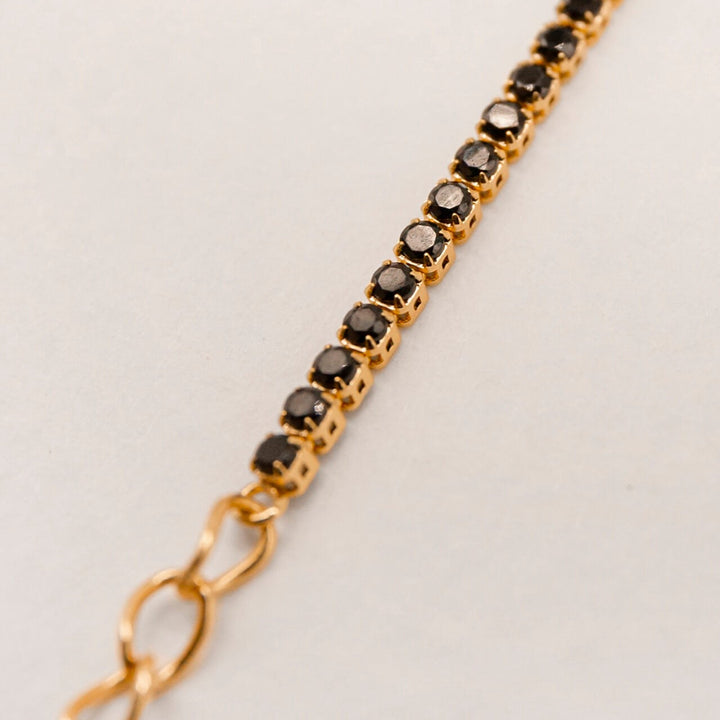 Black Cubic Zirconia Gold Tennis Bracelet