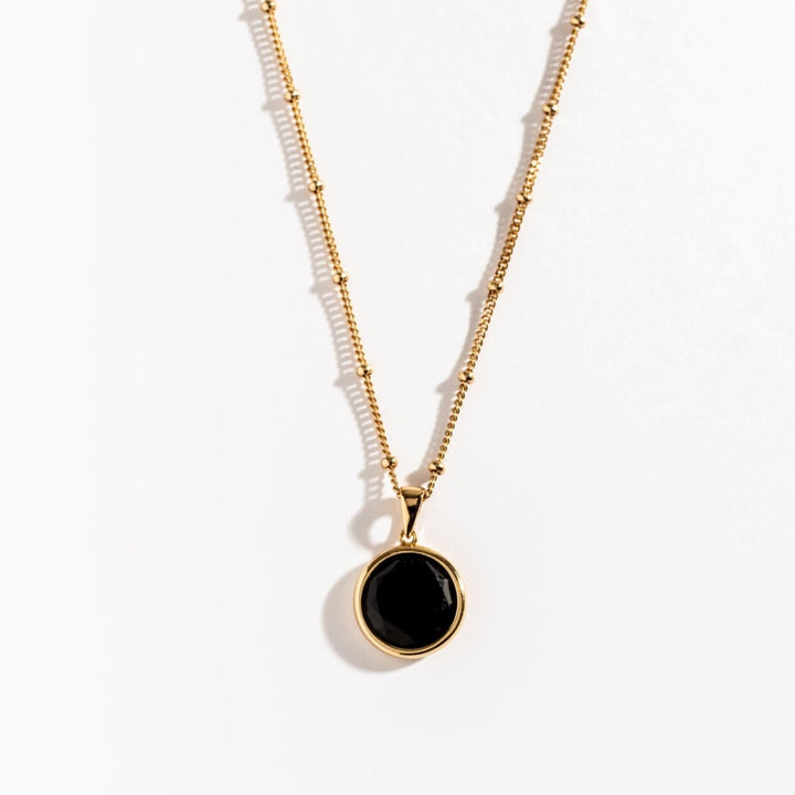  18k gold vermeil black onyx disc pendant necklace 