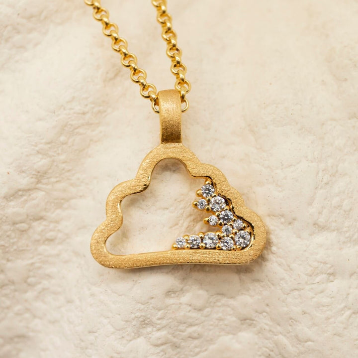 Sparkly Gold Cloud Charm Pendant Necklace - Claire Hill Designs 